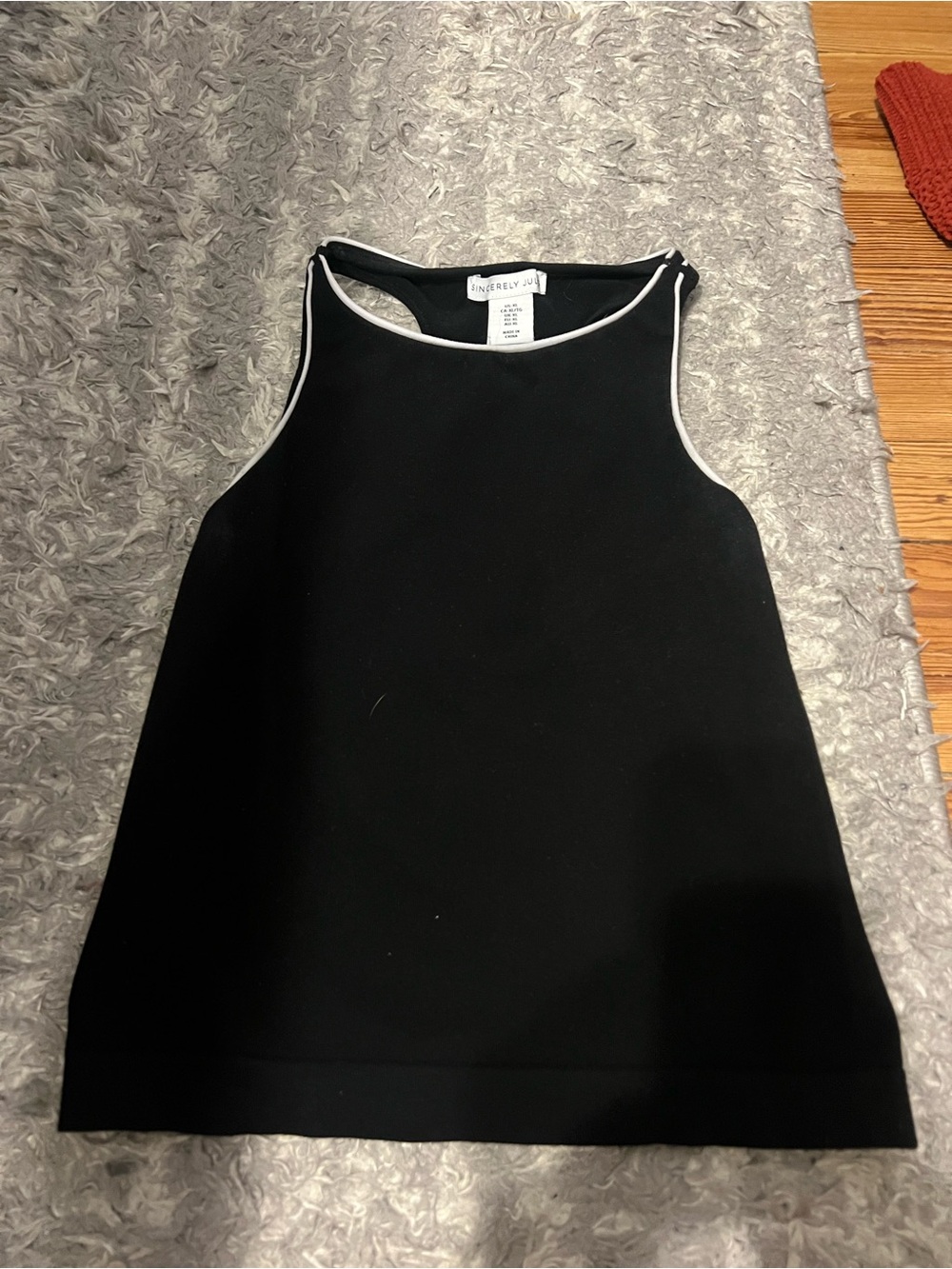 Sincerely Jules Black Tank Top with White Trim